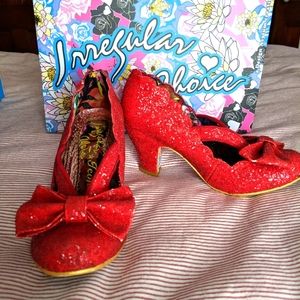 Irregular Choice Final Bow red glitter heels